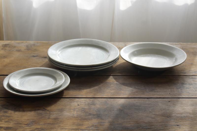 photo of rustic vintage ironstone dishes, plain white plates modern farmhouse table ware #1