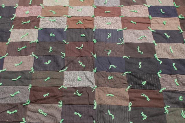 photo of rustic vintage primitive cabin camp style patchwork quilt blankets, old wool quilts #3
