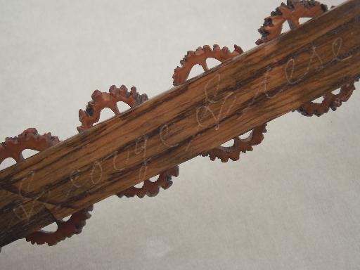 photo of rustic vintage tramp art Cross,  handmade  black walnuts walnut wood cross #4