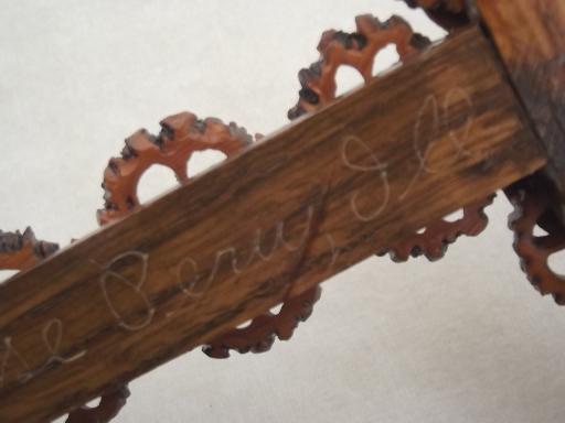 photo of rustic vintage tramp art Cross,  handmade  black walnuts walnut wood cross #5