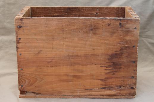 photo of rustic vintage wood crate, old American Window Glass wooden shipping / storage box #2