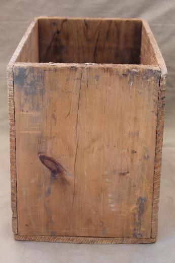 photo of rustic vintage wood crate, old American Window Glass wooden shipping / storage box #3