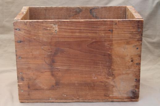 photo of rustic vintage wood crate, old American Window Glass wooden shipping / storage box #4