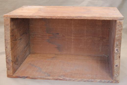 photo of rustic vintage wood crate, old American Window Glass wooden shipping / storage box #8