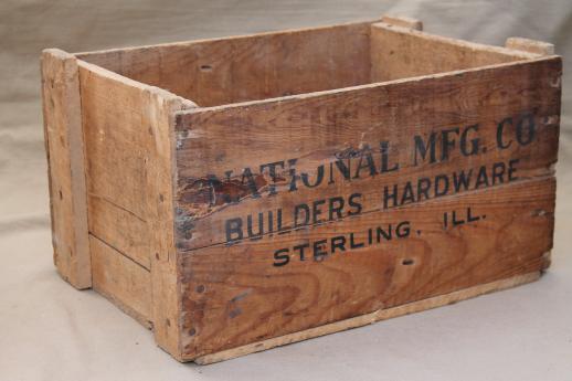 photo of rustic vintage wood crate, old box from Builders Hardware Sterling Illinois #1