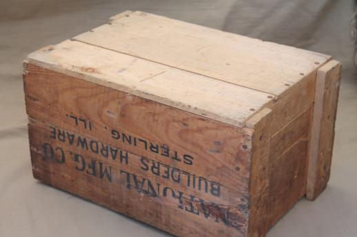 photo of rustic vintage wood crate, old box from Builders Hardware Sterling Illinois #5