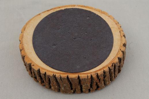 photo of rustic vintage wood log nut bowl, old wooden bowl with natural tree bark #6