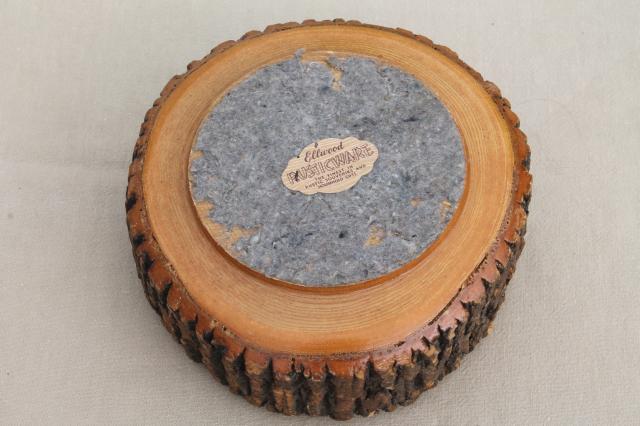 photo of rustic vintage wood log nut bowl, old wooden bowl with natural tree bark #5