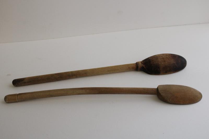 photo of rustic vintage wood spoons w/ long handles, french country kitchen style #3