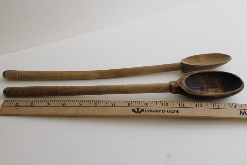 photo of rustic vintage wood spoons w/ long handles, french country kitchen style #4