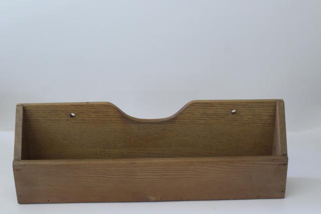 photo of rustic vintage wood wall box, church pew hymnal rack to upcycle to phone caddy charger #1