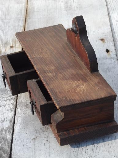 photo of rustic vintage wood wall box shelf with drawers, handmade in Mexico #3