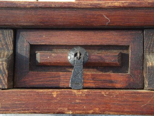 photo of rustic vintage wood wall box shelf with drawers, handmade in Mexico #7