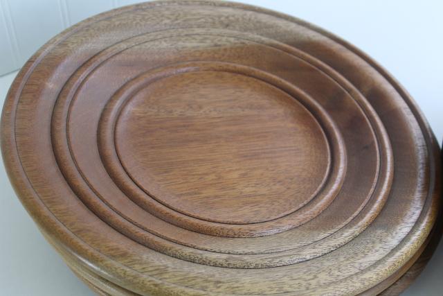 photo of rustic vintage wooden trenchers, harvest table charger plates crafted from different woods #2