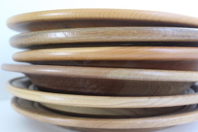 photo of rustic vintage wooden trenchers, harvest table charger plates crafted from different woods #9