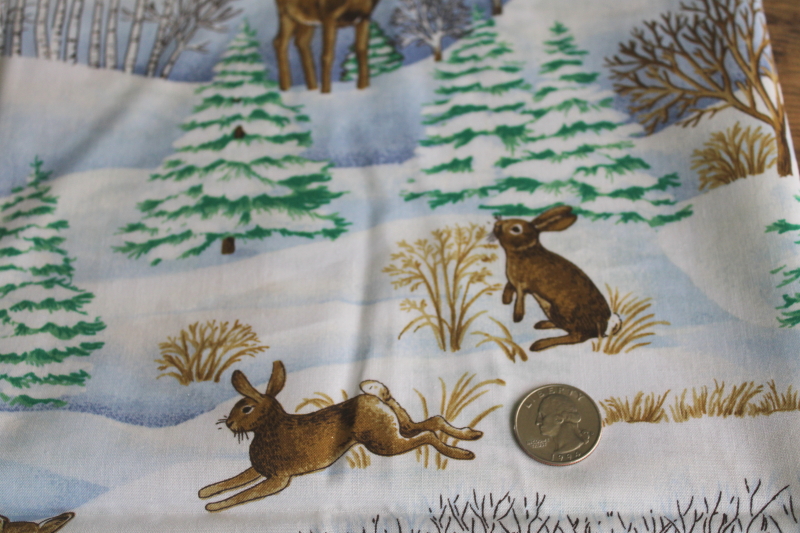 photo of rustic winter woodland prints vintage cotton fabric lot for Christmas sewing or quilting  #3