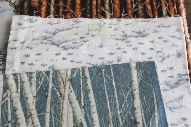 photo of rustic winter woodland prints vintage cotton fabric lot for Christmas sewing or quilting  #5