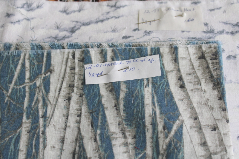 photo of rustic winter woodland prints vintage cotton fabric lot for Christmas sewing or quilting  #6