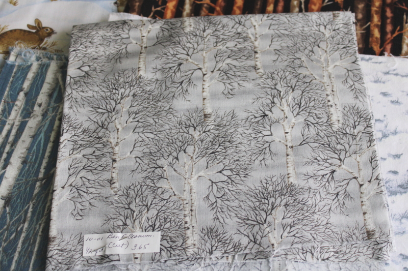 photo of rustic winter woodland prints vintage cotton fabric lot for Christmas sewing or quilting  #7