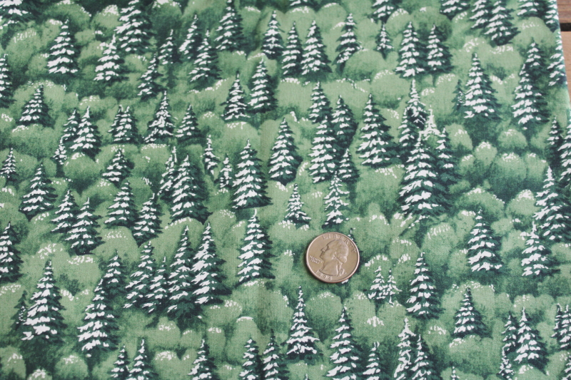 photo of rustic winter woodland prints vintage cotton fabric lot for Christmas sewing or quilting  #8