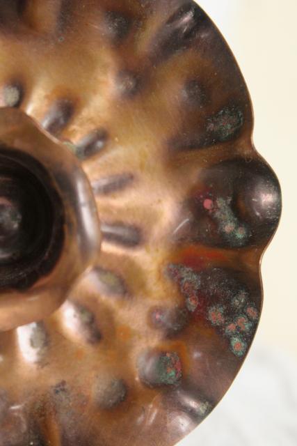 photo of rustic wrought copper flowers, pair of vintage candle holders southwest style #6