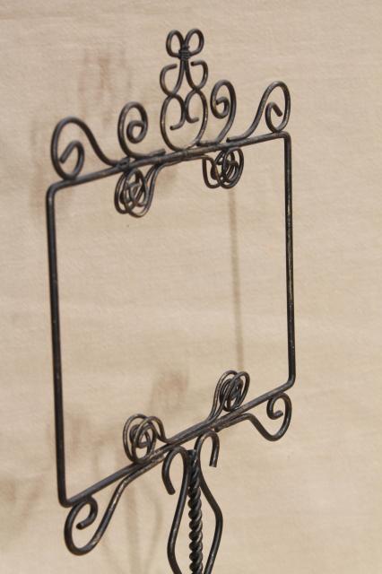 photo of rustic wrought wire sign holder stands for wedding tables, postcards or store display signs #2