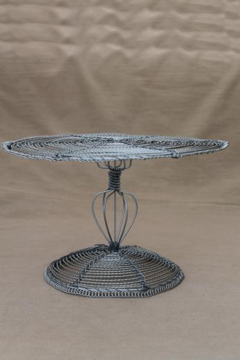 photo of rustic zinc wire cake stand, dessert pedestal server for a cake plate #1