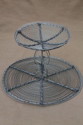 photo of rustic zinc wire cake stand, dessert pedestal server for a cake plate #4