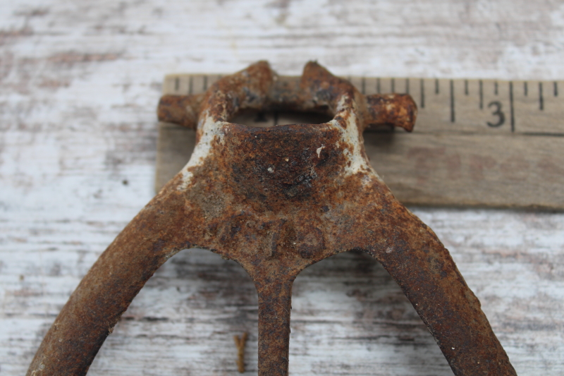 photo of rusty crusty old cast iron hardware to repurpose upcyle, push plates for dairy barn cow water bowl cups #9