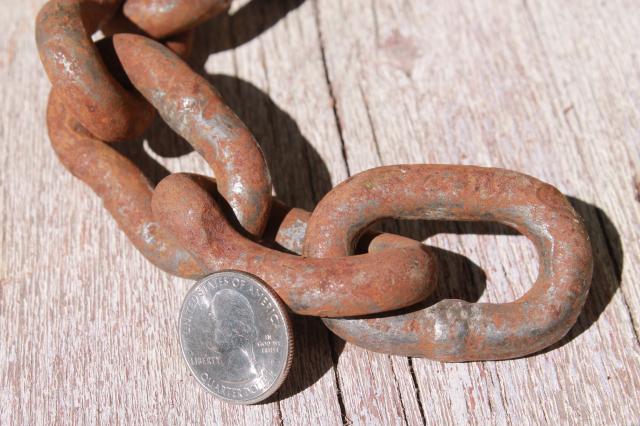 photo of rusty iron chain yard long w/ heavy forged hook  rustic industrial vintage tool #6