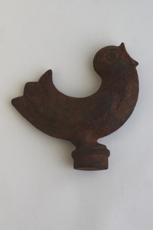 photo of rusty old cast iron song bird, decorative finial or windmill weight ornament? #2