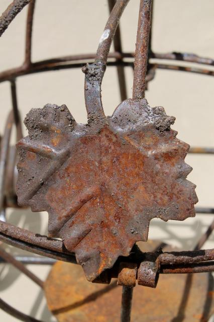 photo of rusty rustic metal wire Cinderella pumpkin coach, enchanted garden ornament decor #2