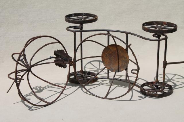 photo of rusty rustic metal wire Cinderella pumpkin coach, enchanted garden ornament decor #8