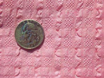 catalog photo of vintage fabric, sheer pucker texture nylon fabric in rose pink