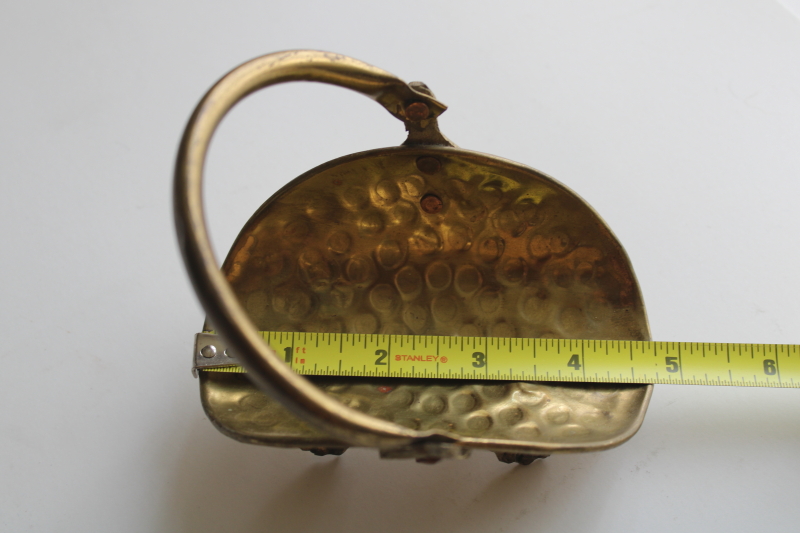 photo of salesman's sample or doll size tiny brass log holder, paw foot fireplace basket  #8