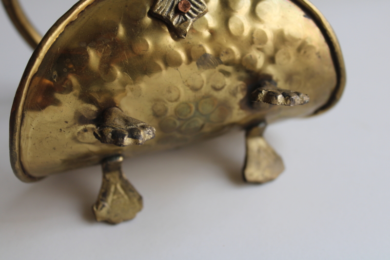 photo of salesman's sample or doll size tiny brass log holder, paw foot fireplace basket  #9