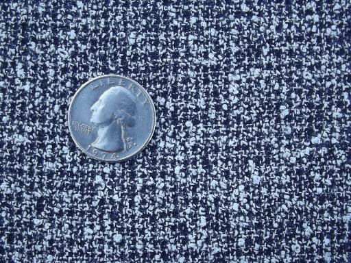 photo of salt and pepper tweed cotton / rayon fabric, 60s vintage black and white fabric #1