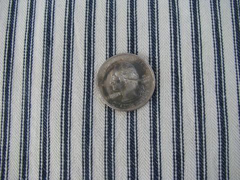 photo of salvaged antique vintage cotton ticking fabric, primitive indigo stripe #2