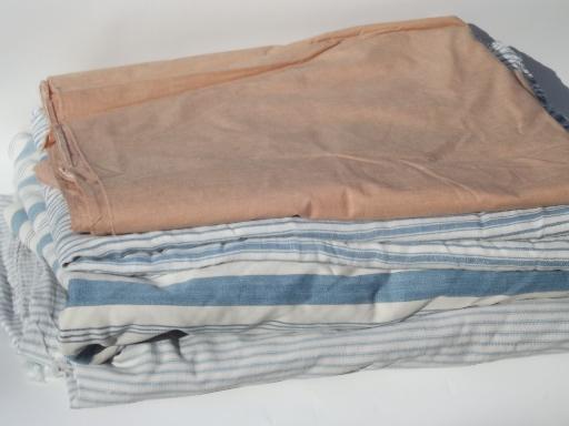 photo of salvaged vintage fabric, primitive old cotton ticking, indigo stripe #1