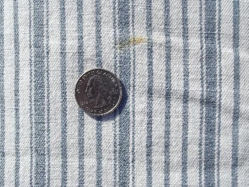 photo of salvaged vintage fabric, primitive old cotton ticking, indigo stripe #3