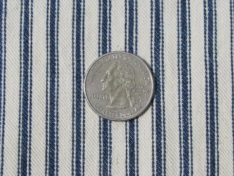 photo of salvaged vintage fabric, primitive old indigo stripe cotton ticking #1