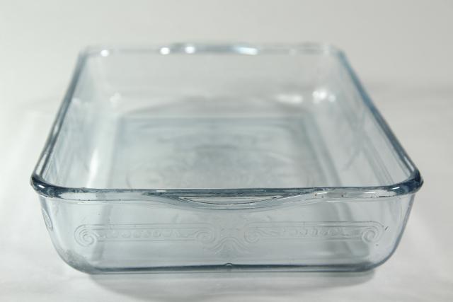 photo of sapphire blue Philbe Fire King oven ware glass loaf pan, 1940s 50s vintage #3