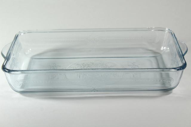 photo of sapphire blue Philbe Fire King oven ware glass loaf pan, 1940s 50s vintage #4