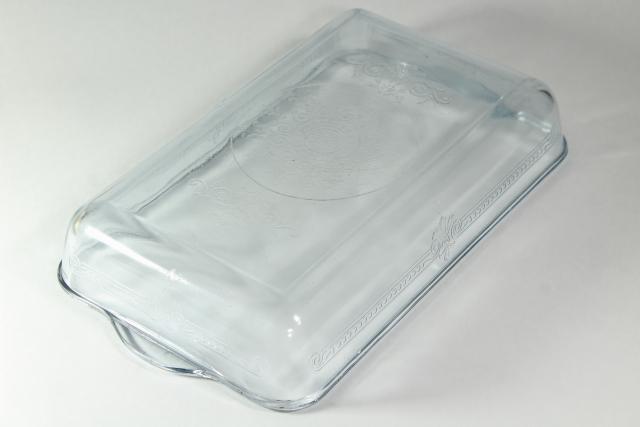 photo of sapphire blue Philbe Fire King oven ware glass loaf pan, 1940s 50s vintage #5