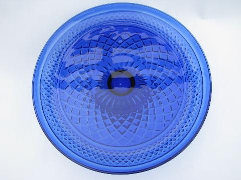 photo of sapphire blue Wexford pattern glass cake stand plate without cover #2