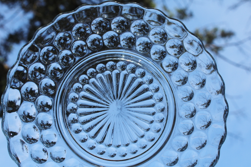 photo of sapphire blue depression glass dishes set for six Anchor Hocking bubble pattern #4