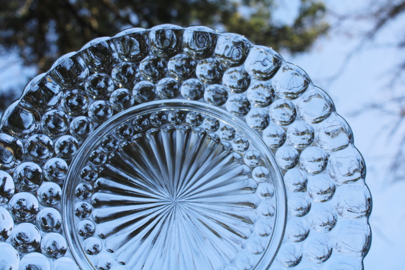 photo of sapphire blue depression glass dishes set for six Anchor Hocking bubble pattern #5