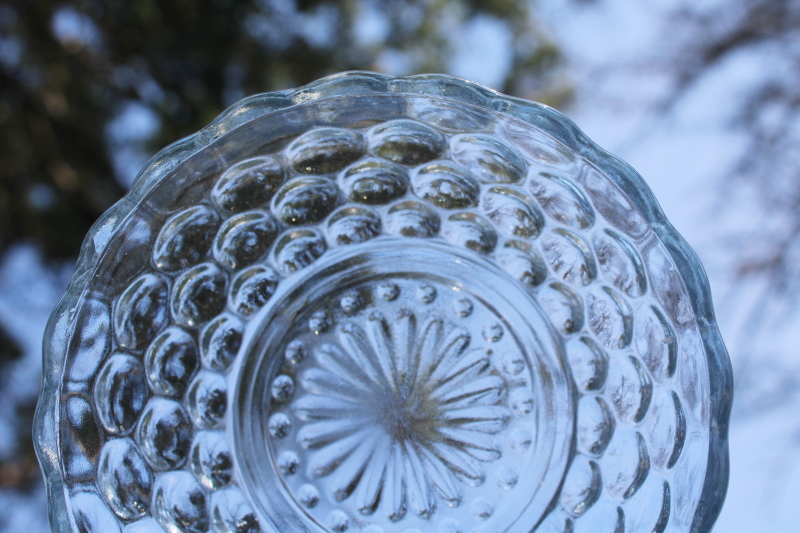 photo of sapphire blue depression glass dishes set for six Anchor Hocking bubble pattern #6