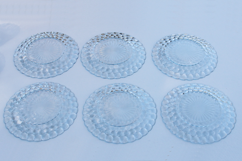 photo of sapphire blue depression glass dishes set for six Anchor Hocking bubble pattern #8