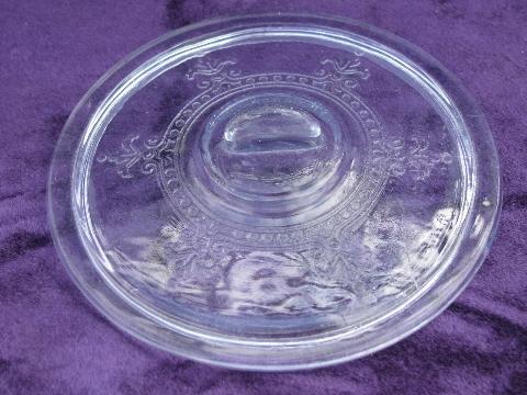 photo of sapphire blue embossed Philbe pattern depression glass, vintage Fire-King #7